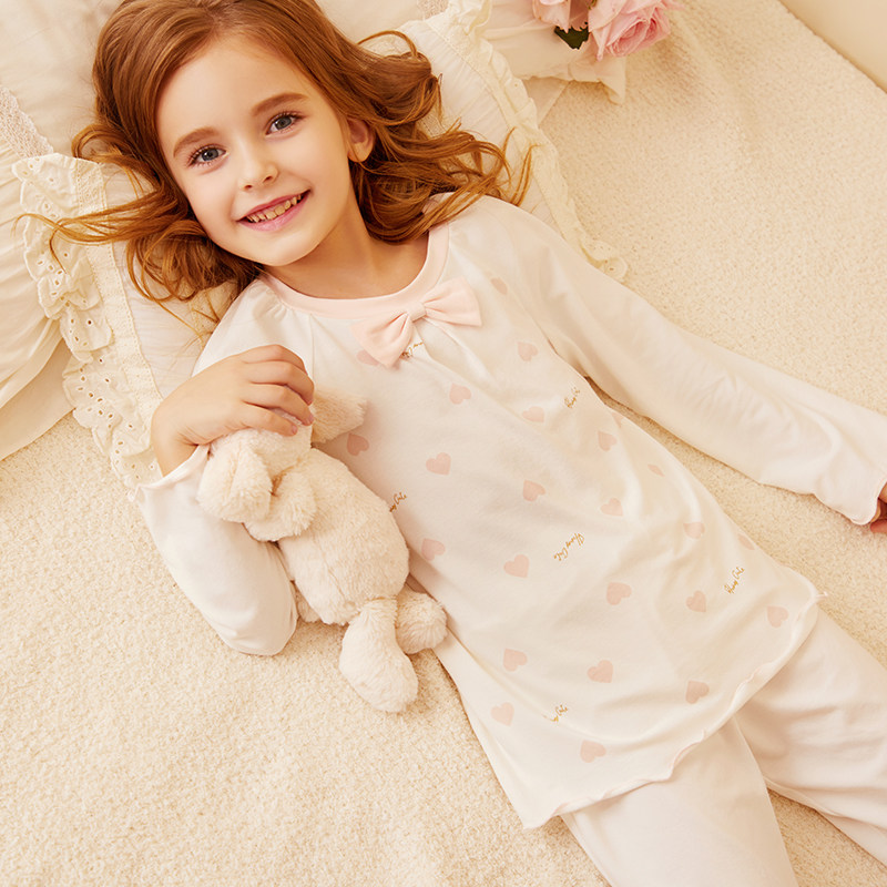RoseTree Pure Cotton Girl Sleepwear Spring Autumn Slim long sleeve Children's home Costume Girl Princess Baby Suit