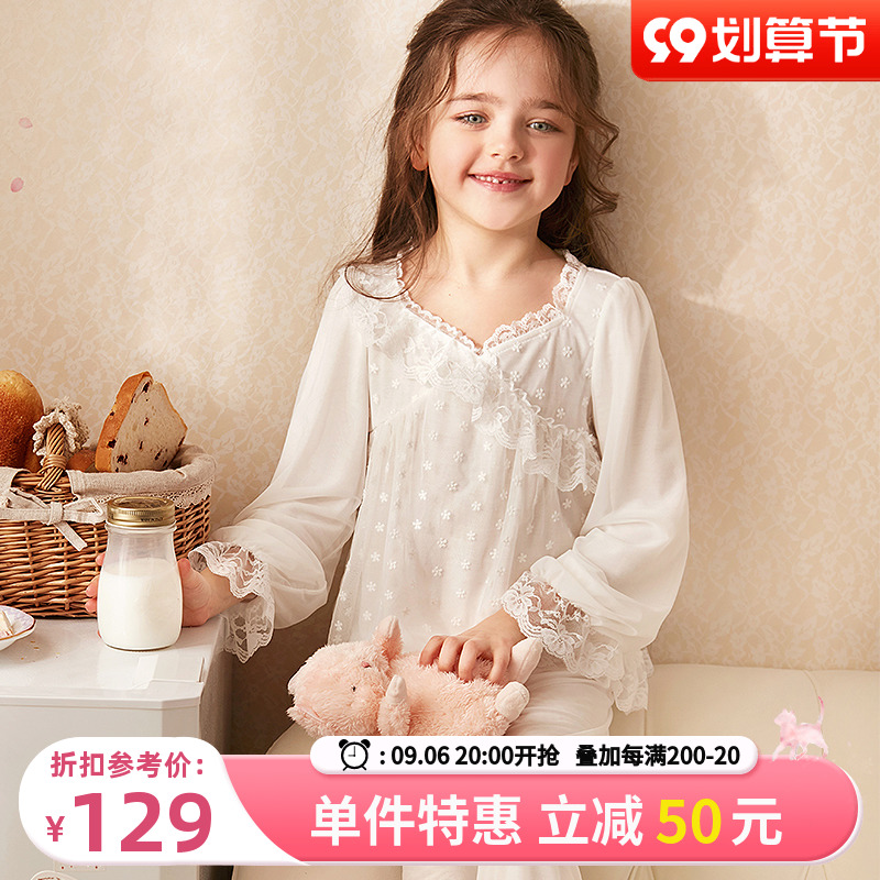 RoseTree children's pajamas spring and autumn thin section summer girls princess palace style girl baby home clothes suit
