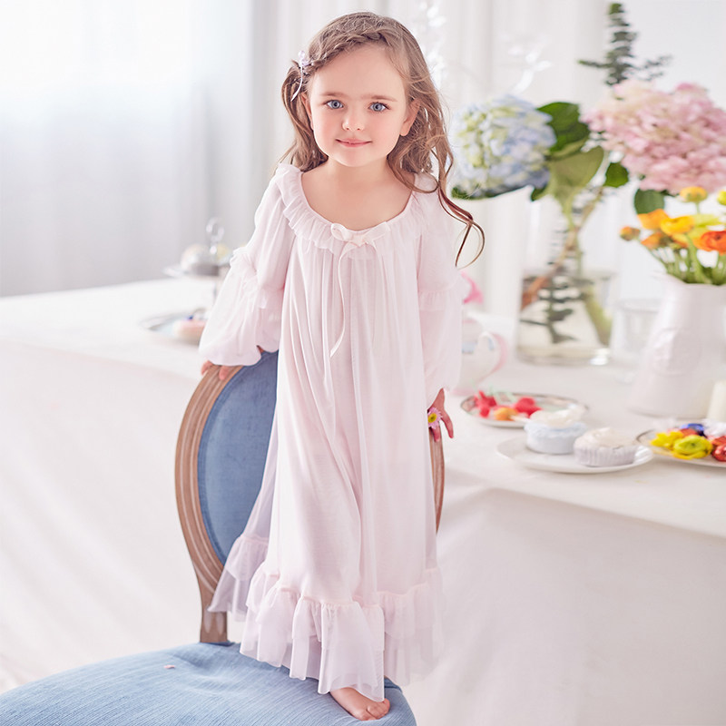 RoseTree Girl Princess Sleeping Dress Spring Autumn Slim children Sleeping Palace Court Summer Long Sleeves Baby Parent-daughter