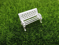 White bench park chair knick pieces rockery bonsai moss succulent micro landscape ecological bottle DIY wooden stool