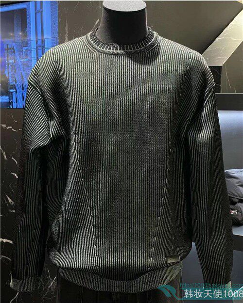 JUUN J high-end men's clothing South Korea 22 spring style round-collar-knitted sweater JB301-20 black ash