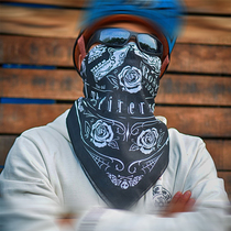 Personalized Cashew Flower Hip-Hop Square Scarf Harley Cycling Facial Dust-Proof Men and Women Motorcycle Gangster Skull Bandana Scarf