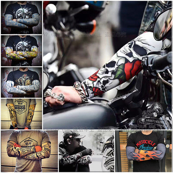 missinglink Harley Flower Arm Locomotive cycling sun - proof men and women's guard arm ice wire sleeves tattoo ice sleeves