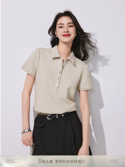 初棉轻氧感花苞袖polo领休闲短袖T恤女 24夏季显瘦正肩珠地polo衫