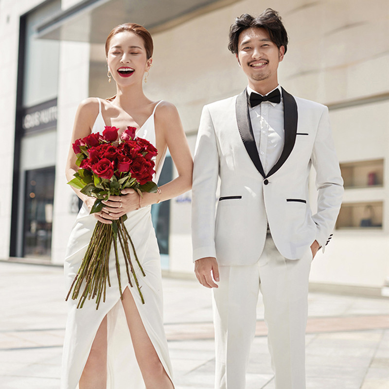 Studio themed men's suit suit shows white suit men's white suit Korean suit stage suit male suit