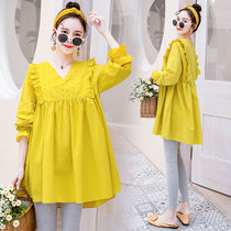 Pregnant women Spring suit fashion model 2019 new Korean version of Out doll shirt pregnant womens coat spring and autumn two-piece tide