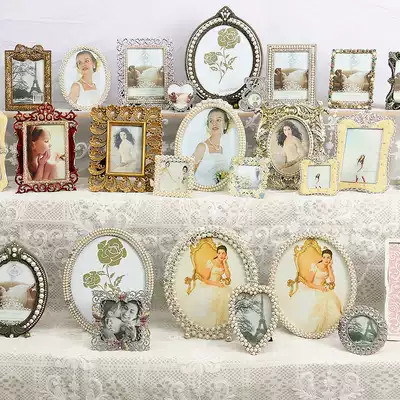 Baroque zinc alloy diamond frame setting table retro home decoration creative design ornaments desktop couple photo frame