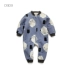 Papa leo núi mùa thu và mùa đông bé trai và trẻ em bên trong bộ jumpsuit bằng da cừu giả bé quần áo romper ấm 0-3 tuổi áo trẻ em Áo liền quần