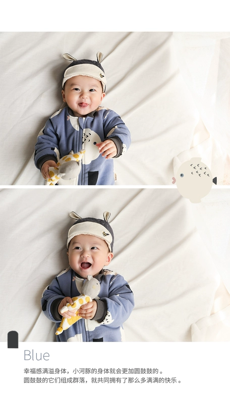 Papa leo núi mùa thu và mùa đông bé trai và trẻ em bên trong bộ jumpsuit bằng da cừu giả bé quần áo romper ấm 0-3 tuổi áo trẻ em