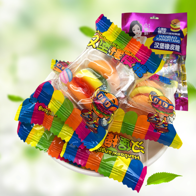 Hamburg rubber sugar mini burger bag fruit sweets 8090 after the nostalgia snack bag 70g