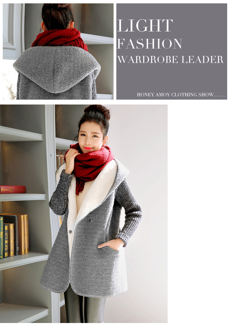 Mùa thu và mùa đông mới kích thước lớn của phụ nữ phiên bản Hàn Quốc của twist trong chiếc áo len dài trùm đầu cộng với áo len nhung dày ấm áp áo khoác nữ áo gile len nữ