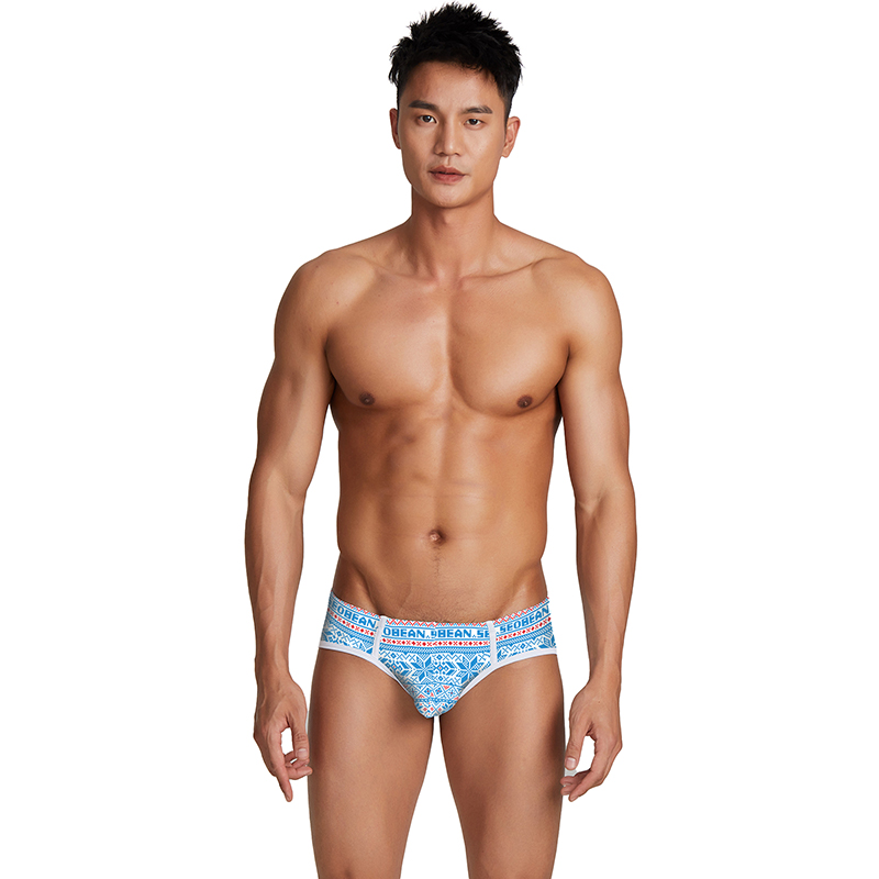 Men's triangular underwear SEOBEAN Youth low waist shorts Convex Sacks Cotton Briefs Comfort printed safety pants