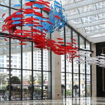 Shopping mall hotel pendant pendant hotpot restaurant corridor creative wrought iron fish decorative ceiling interior soft pendant