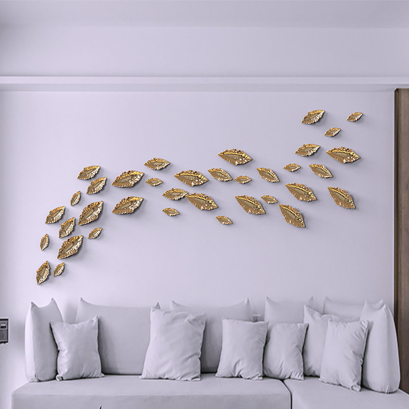 Light and luxurious wall decoration resin leaf wall-mounted living room bedroom wall decoration hanging decoration-like plate soft-fit creative wall ornaments
