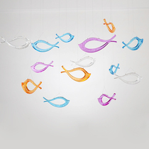 Restaurant aisle ceiling hanging decoration hotel lobby atrium hanging window beautiful decoration high-grade acrylic fish school