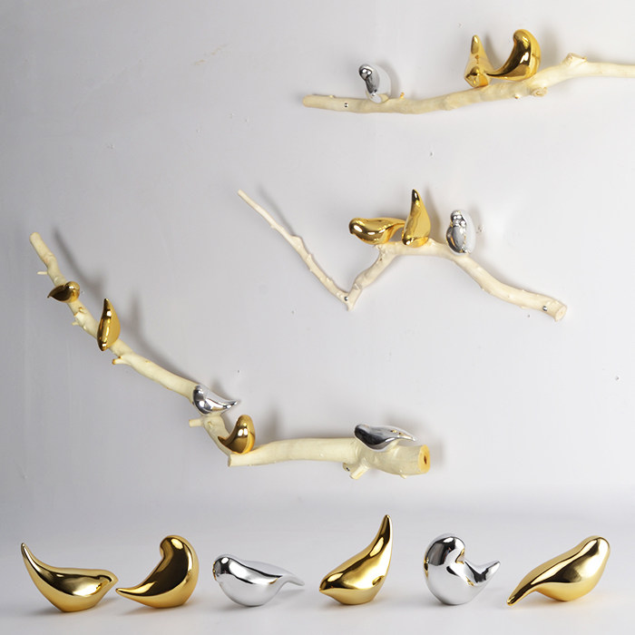 Branches Small Bird Wall Decorated with Plated Bird Living Room Sofa Background Wall Decoration Veranda Aisle Wall Deco
