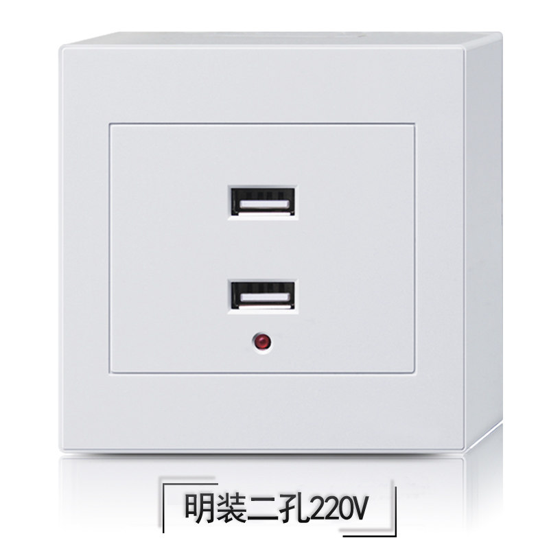Type 86 Ming fit wall switch 220VUSB Dual USB socket Panel Two-position USB socket Panel Two-hole USB