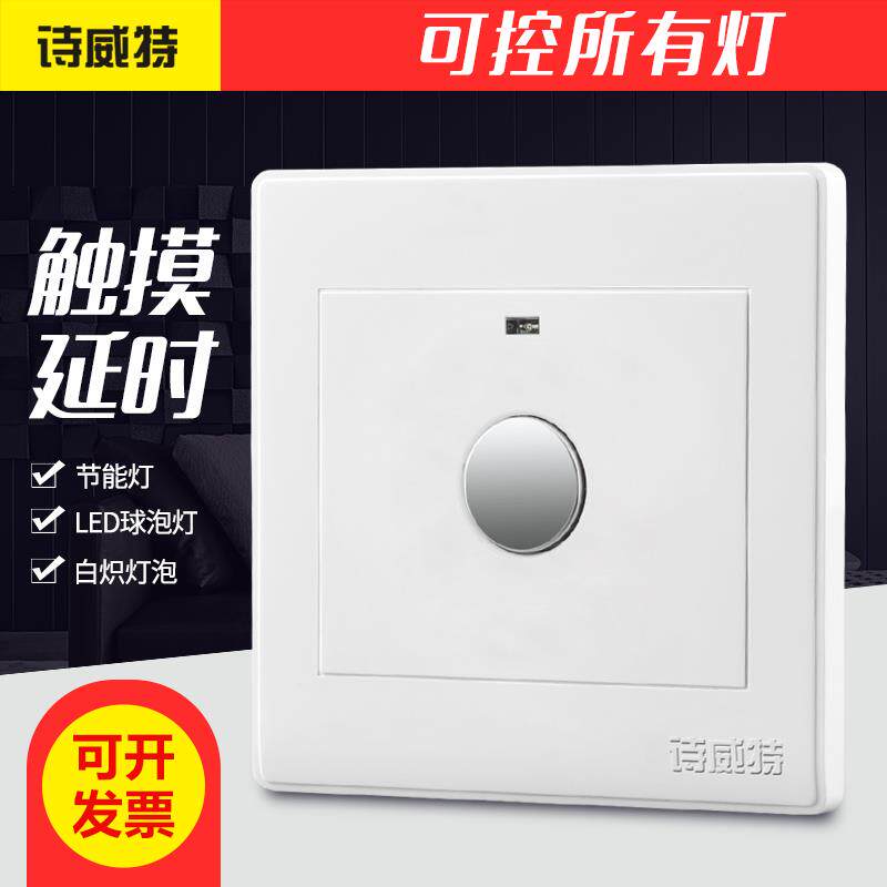 Type 86 hidden two-wire touch switch panel corridor delay induction LED energy-saving lamp home touch switch
