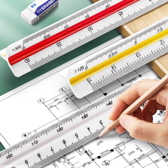 Triangular Scale Ruler, Large Scale Triangular Ruler for Drawing, Interior Architectural Drafting, Enlarged Scale Ruler, Parallel Ruler for Clothing