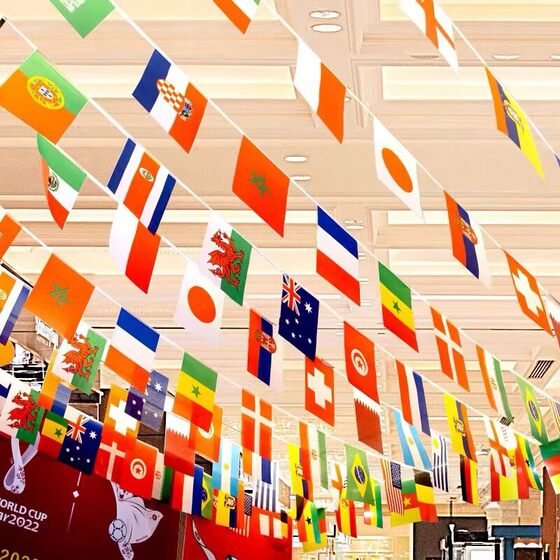 Flags of the World, No. 7 and No. 8 Hanging Flags, Foreign String Hanging Flags, Bar Sports Lottery Mall Five-Star Red Flag Decorative Flags
