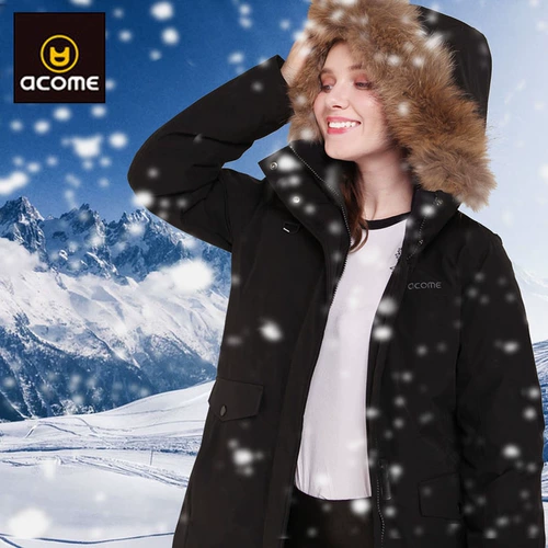 Acome/阿珂姆 Длинный зимний бархатный пуховик, средней длины, гусиный пух, увеличенная толщина