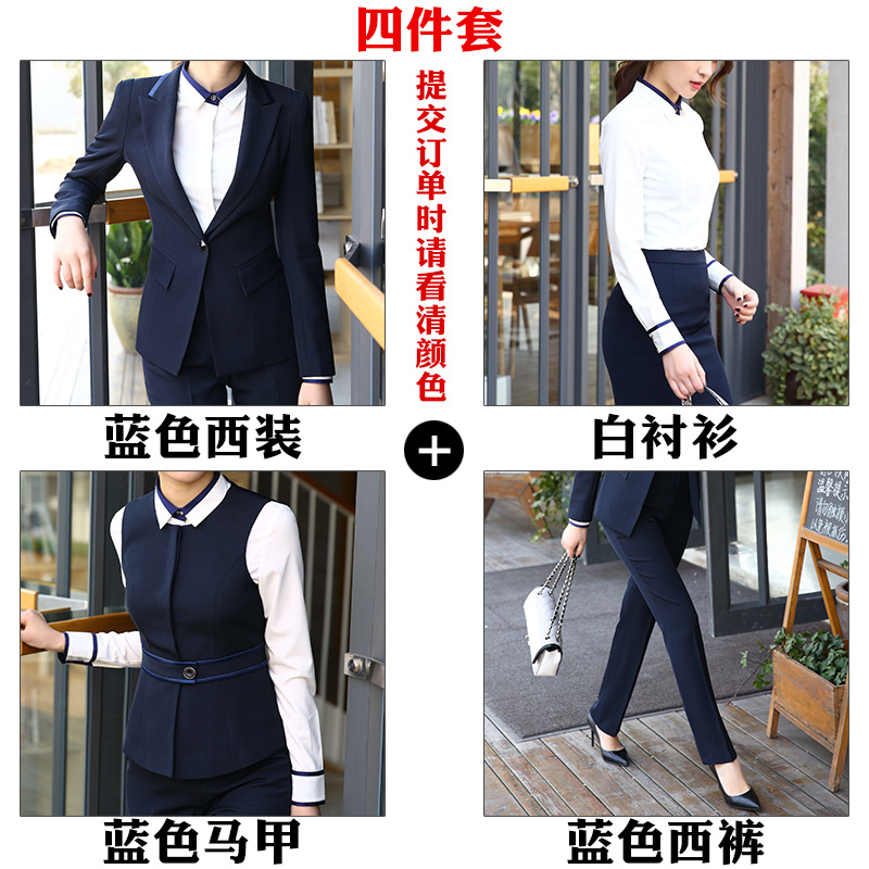 Suit phù hợp với chuyên môn chiếc váy của phụ nữ váy mùa xuân và mùa thu dài tay phụ nữ đang mặc đồng phục khách sạn kinh doanh cuộc phỏng vấn ba mảnh bộ