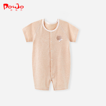 Piao Qiao baby newborn clothes summer thin pure cotton baby climbing clothes newborn baby short sleeve conjoined