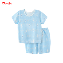 Leather Joe Short Sleeve Blouse Summer Suit for boys and girls baby clothes baby shorts 1-3 year old pure cotton two-piece set