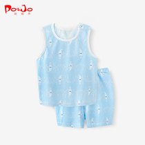 Leather Jo Pure Cotton Sleeveless Little Vest Suit Boy Girl Baby Boy Clothes Baby Summer Clothing Shorts Two Sets