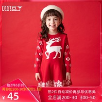 Girls sweater 2021 New style children New Year clothes Autumn and winter baby dress female baby wool skirt