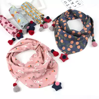 Children's triangle scarf Korean autumn and winter baby triangle warm cotton boy girl pendant floral scarf tide
