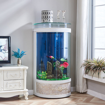 Semi-circular fish tank living room household large medium-sized small floor-to-ceiling glass aquarium ecological water-free goldfish tank
