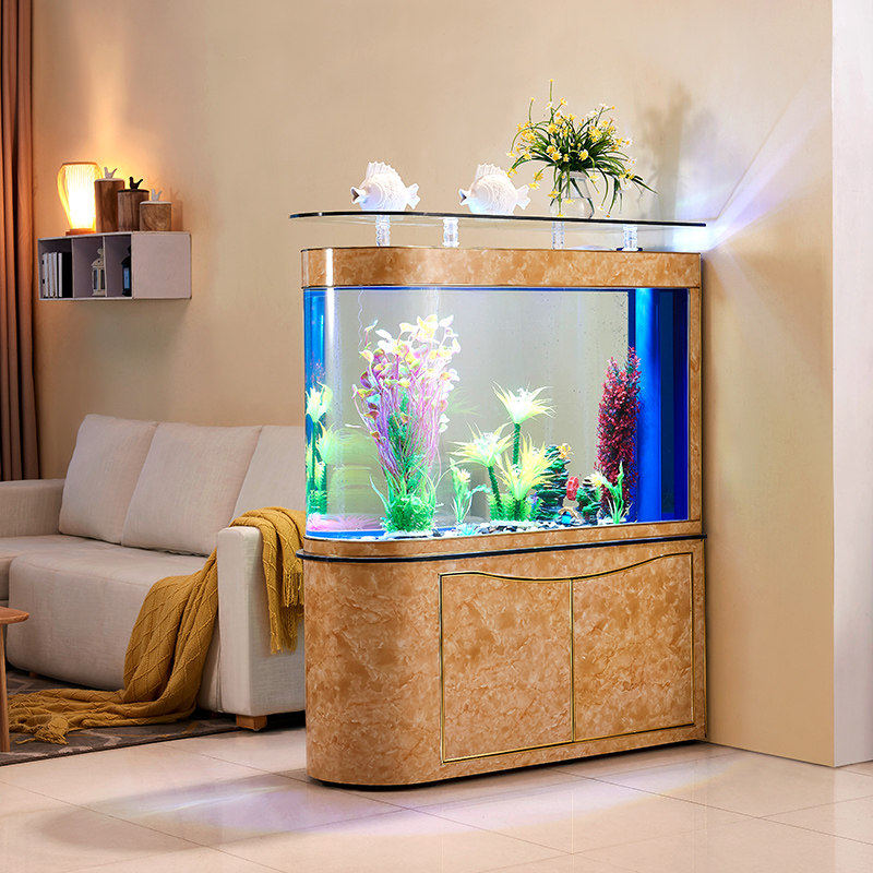 Sub-warhead fish tank living room home large and medium-sized glass aquarium eco-free water bottom filter Xuanguan 1 2 m