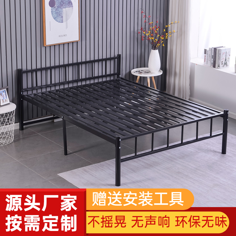 Iron bed 1 8m double bed rental room simple modern iron rack bed economical 1 5 m single layer iron bed