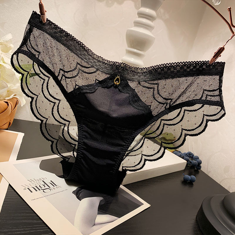 No Mark pane Waist Side Palace Pendant Pendant Sexy Lace Pants Woman Transparent Temptation Student Triangle Pants Woman