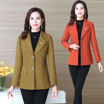 Mothers small short woolen jacket female spring foreign fashion fashion middle-aged and elderly woolen suit jacket