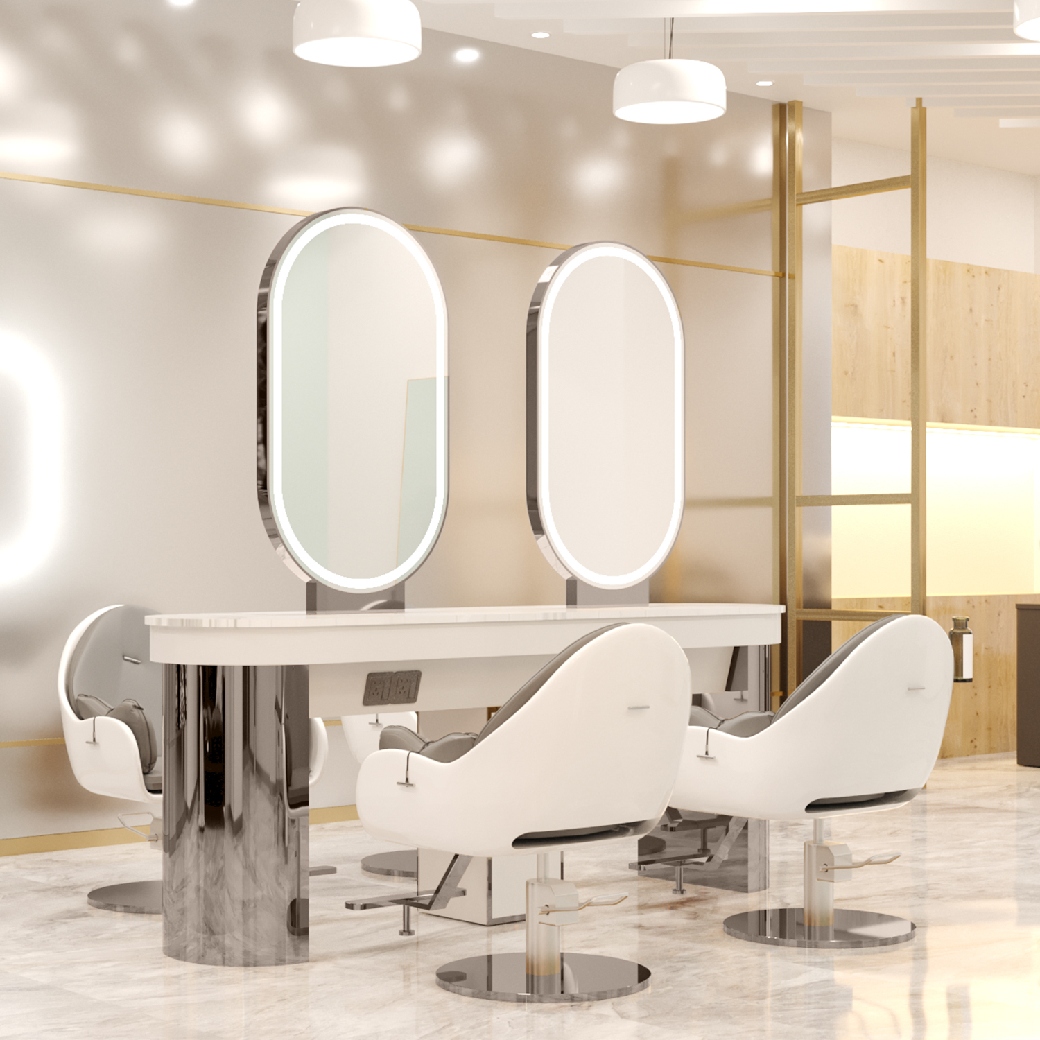 New net red mirror table hair salon mirror cabinet integrated hair salon special trendy style hairdressing shop ironing mirror with light