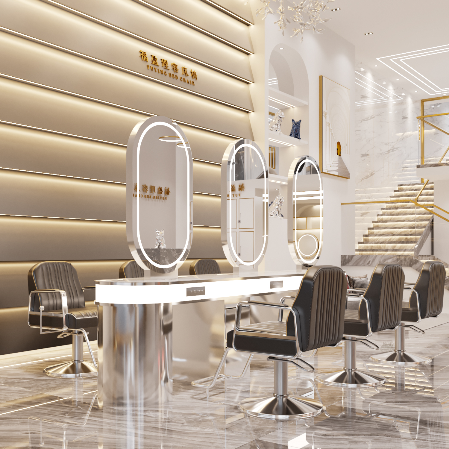 New Hairdressshop Mirror Desk Clippings Sunburn Area Mirror Cabinet Integrated Hair Salon Special Beauty Salon Mirror Rechargeable