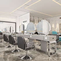 New Net red hairdressing shop mirror with lamp barber shop net red hairdressing mirror hair salon special with drawer