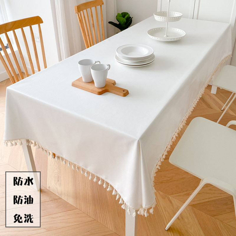 Simple modern cotton and linen waterproof and oil-proof wash-in fabric Lace tablecloth Dining table tea table square household Japanese tablecloth