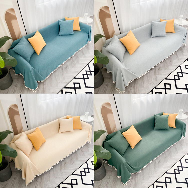 Minimalist pure colour cotton linen sofa towels full cover sofa cover cloths cover scarves full bag universal Nordic anti-cat catch