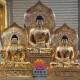 Three Treasures Buddha Statues: Medicine Buddha, Amitabha Buddha, Sakyamuni Buddha, Ananda, Kasyapa, Resin Fiberglass Copper Sculpture Ornaments