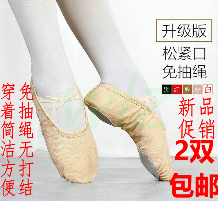 No drawstring elastic mouth dance shoes ballet soft bottom men and women practice cat claw shoes new lace-free factory direct supply