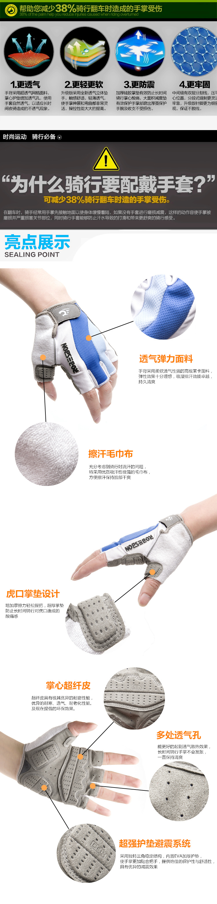 Gants de cyclisme mixte - Ref 2240852 Image 7