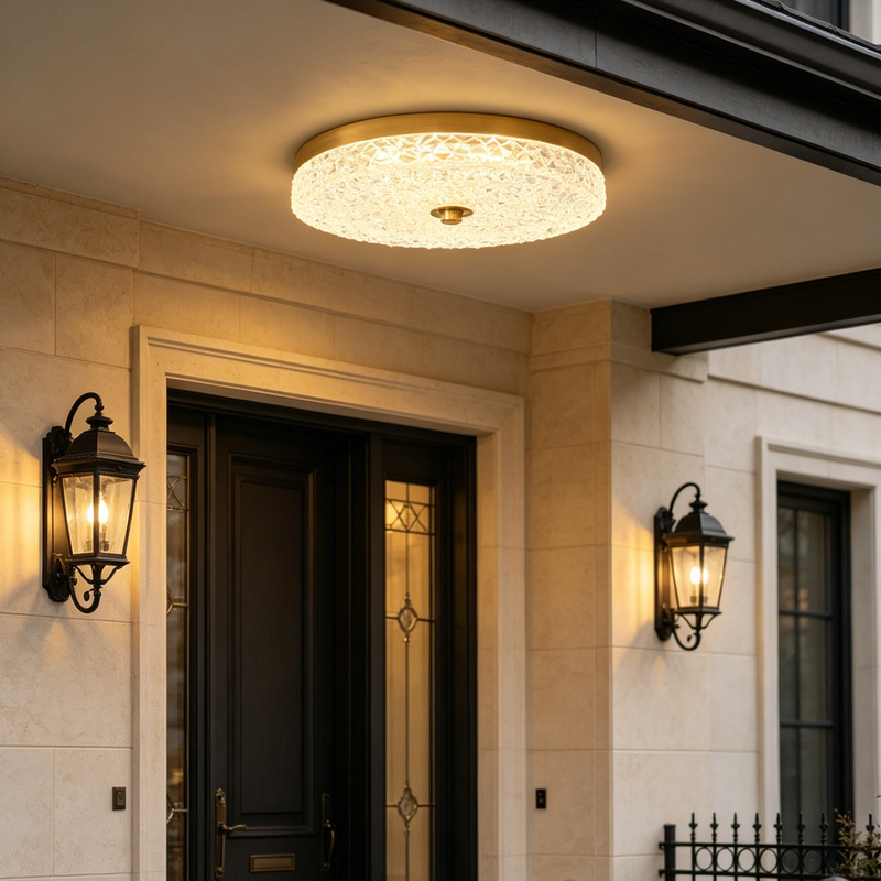Villa Door Ceiling Light, Outdoor Waterproof and Insect-Proof, Rural Self-Built House Foyer Light, Entrance Door Sensor Balcony Light