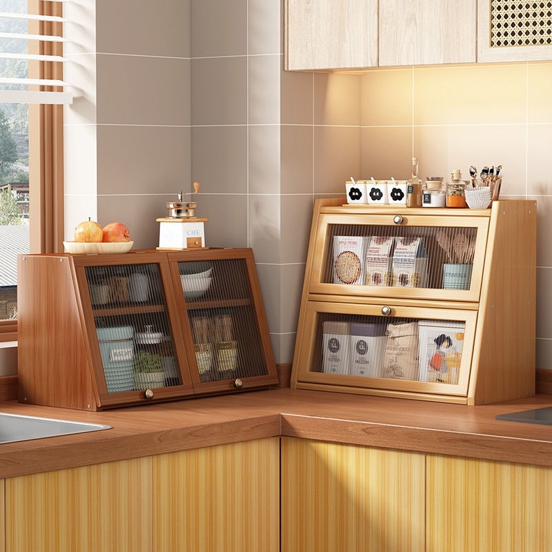 Desktop Storage Cabinet Coffee Corner Shelf Cup Holder Small Cabinet Countertop Solid Wood Japanese-Style Storage Cabinet Sideboard