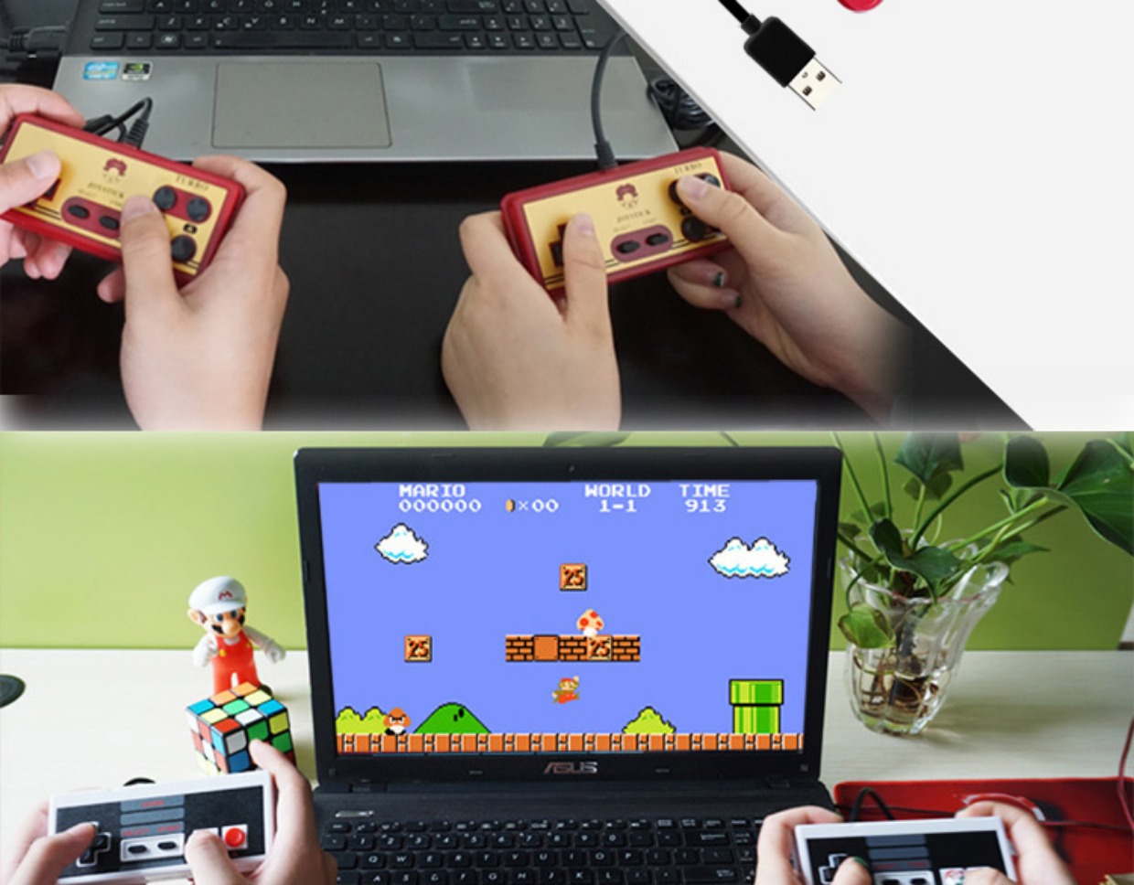 Máy tính xách tay Cassidy phiên bản máy tính để bàn đôi USB xử lý Nintendo hoài cổ FC màu trắng máy NES - Kiểm soát trò chơi phụ kiện chơi game điện thoại