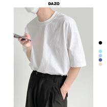 DAZO Summer pure color undershirt for men and women with short sleeves T-shirt loose 50% sleeves Korean version Chains 100 hitch