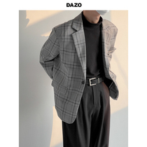 DAZO Spring Autumn Season Plaid Suit Men Loose Guys Handsome Boy Handsome Casual Jacket Korean Version Trend West Suit Men