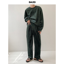 DAZO Spring autumn round neckline jacket head sweater suit Mens casual home velvet pyjamas two sets of Korean version trends